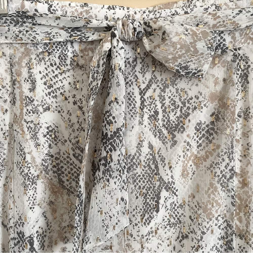 Chico's Snakeskin Print A-line Midi Skirt 16 Tie Waist Romantic Ethereal NWT - Picture 5 of 11